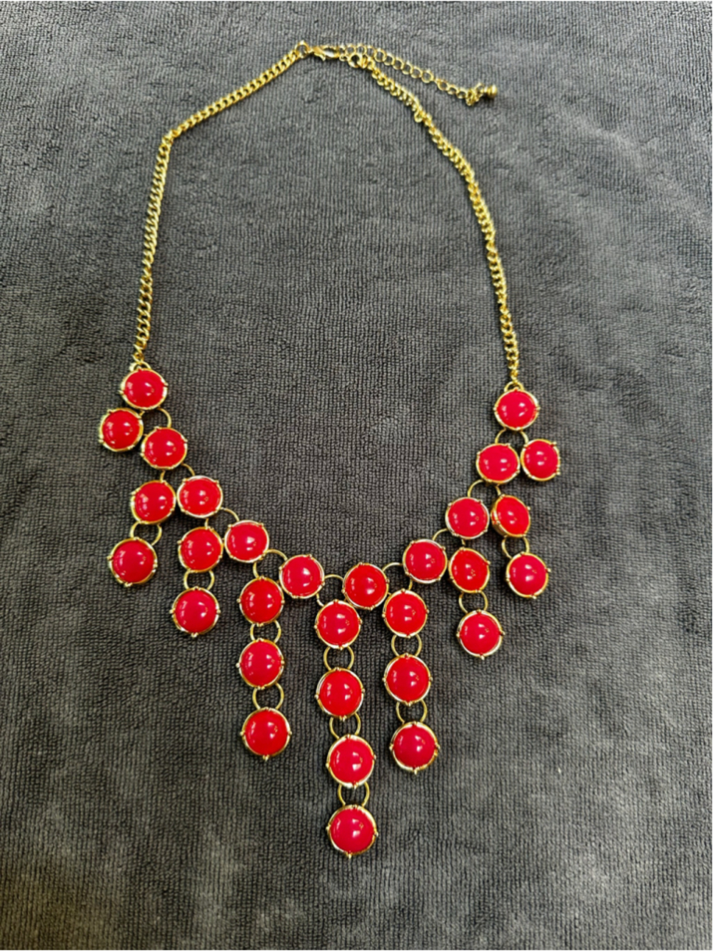 Red and Gold Statement Bib Necklace